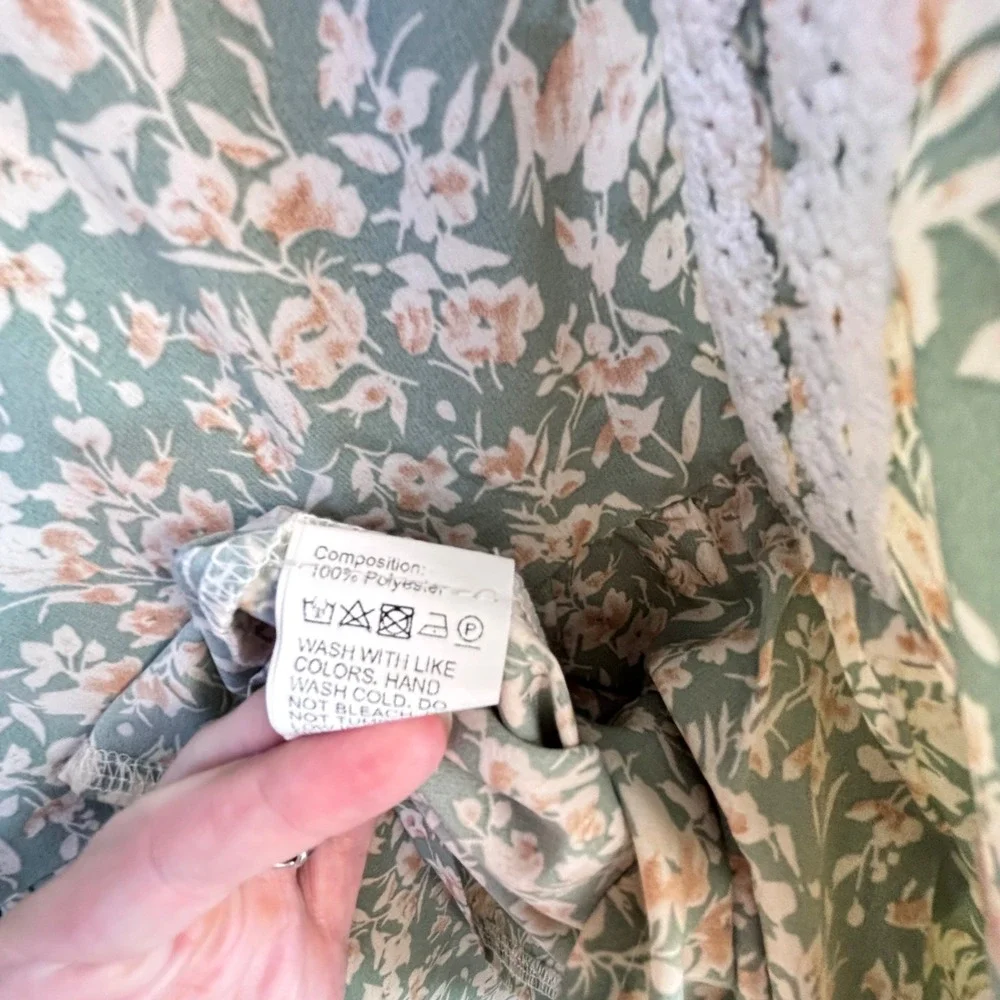 Cottagecore Floral Peplum Top Shein 2XL Sage Green Flutter Sleeve Coquette